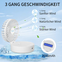 1 x RAW Customer Returns Handheld fan, portable mini fan with cool mist and rechargeable battery, foldable small pocket fan, 7 color night lights, USB fan 3 speeds for travel, office white  - RRP €21.17