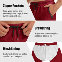 1 x RAW Customer Returns TMEOG swim shorts for men, swim shorts short swim trunks men swimming trunks boxer swim pants water sports shorts quick-drying swim shorts with zipper red  - RRP €22.99