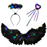 15 x Brand New Goenb Angel Wings, 63 33cm Angel Wings Black Angel Costume Women Children Men Adults Angel Wings Cupid Costume Women With Halo Angel For Halloween Carnival Birthday Party - RRP €181.5