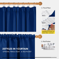 1 x RAW Customer Returns Deconovo Opaque Curtains Blackout Curtains with Gathering Tape Bedroom, 175x140cm HeightxWidth , Royal Blue, Set of 2 - RRP €37.49