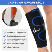 1 x RAW Customer Returns Odoland Calf Bandage Muscle Fibre Tear, Adjustable Calf Support Sports Calf Compression Stockings without Foot Calf Compression, Shins - 1 Pair Blue - RRP €20.4