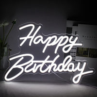 1 x RAW Customer Returns SIGNSHIP Happy Birthday Neon Sign White LED Neon Light for Wall Decoration USB Power Letter Neon Sign for Home Bedroom Bar Club Birthday Party Decoration Birthday Gift  - RRP €37.3