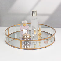 1 x RAW Customer Returns SLHEQING Mirror Tray Gold Vintage Metal Tray, Mirrored Decorative Tray Round as Dressing Table Storage - RRP €22.16