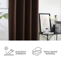 1 x RAW Customer Returns Deconovo Modern Blackout Living Room Curtains Thermal Insulating Decorative Curtains with Eyelets 2 Pieces 140 x 290 cm Chocolate - RRP €50.95