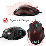 1 x RAW Customer Returns Redragon M908 Impact RGB LED MMO Mouse with Side Buttons, Optical Wired Gaming Mouse with 12,400DPI, High Precision, 20 Programmable Mouse Buttons - RRP €40.33