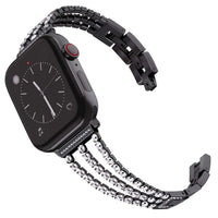 1 x RAW Customer Returns NewWays Replacement Strap Compatible for Apple Watch 38mm 40mm 41mm Women, Stainless Steel Metal Diamond Bracelets for iWatch Series SE 9 8 7 6 5 4 3 2 1, Black - RRP €19.15