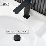 1 x RAW Customer Returns KENES Black Matt Universal Drain Fitting Without Overflow, Drain Fitting for Sink Washbasin Modern Pop-Up Click Clack Sink Plug - Drain Fitting Without Overflow - RRP €19.15