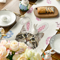 2 x Brand New Artoid Fashion Cat Easter Eggs Easter Table Runner, Seasonal Spring Kitchen Dining Table Decoration Indoor Holiday Party Decor 40x140 cm - RRP €21.46