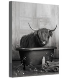 1 x Brand New UGZDEA Animal in the Bathtub Canvas Pictures, Black White Bear Elephant Cow Alpaca Bathroom Poster Home Decor-without Frame B, 50x70cm  - RRP €23.69