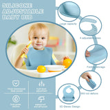 6 x Brand New SILRIVES Baby Silicone Tableware Set, Children s Plate Sets, Non-Slip Tableware Sets With Spoon Divided Plate and Bib, BPA-free Children s Tableware Set for Toddlers Children 4  - RRP €122.4