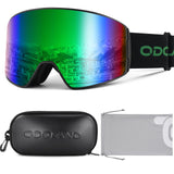 1 x RAW Customer Returns Odoland Ski Goggles Cylindrical Snow Goggles for Men and Women with Ski Goggle Case Anti-Fog UV Protection Unisex Snowboard Goggles Helmet Compatible for Boys and Girls for Skiing Green - RRP €33.85