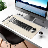 1 x RAW Customer Returns Aothia Desk Pad - Multifunctional PU Leather Desk Mat, Large Mouse Pad, Double-Sided Gaming Mouse Pad, Waterproof Desk Protector for Office Home 60 x 35 cm, Beige  - RRP €15.82