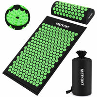 2 x Brand New Acupressure Massage Mat and Acupressure Pillow with Carry Bag Relaxation Meditation - Acupressure Mat with Pillow Acupressure Set Including Neck Pillow for Neck and Back Pain Black Green  - RRP €57.02