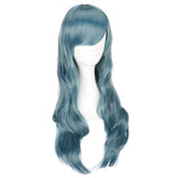 1 x RAW Customer Returns Colorful Panda 28 Inch 70 cm Long Wavy Cosplay Wig for Women, Full Hair with Bangs Long Curly Synthetic Wig for Girls, Anime Cosplay Halloween Costume Party Wig Ash Blue  - RRP €16.99