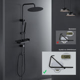 1 x RAW Customer Returns G rbach rain shower system with shelf, stainless steel shower set without fitting with round head shower black D20cm  - RRP €85.7