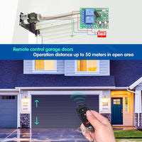 1 x RAW Customer Returns ThisRC AC 220V Remote Control Switch 2CH RF Wireless Relay Receiver Board and 2 Transmitters with 4 Buttons for Electric Gate Garage Door Motor Light Radio Remote Control Switch - RRP €22.99