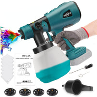 1 x RAW Customer Returns Cordless paint spray system for Makita 18V, work for BL1860 BL1850 BL1840 BL1830 electric paint spray gun -4 nozzles 3 spray patterns 6 filter paper no battery  - RRP €70.58