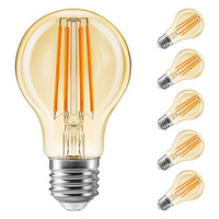 11 x Brand New Eslas 2200K E27 LED Vintage Light Bulb 8W 800Lm, Retro Edison Filament Bulb Glass, Warm White, Replaces 80W Incandescent Bulb, Non-Dimmable, Pack of 6 - RRP €257.95