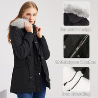 1 x RAW Customer Returns Tuopuda Women s Parka Coat Long with Fur Hood Thick Fleece Coat for Women with Pockets Winter Zipper Jacket Windproof Warm Coat Black, XL  - RRP €57.99