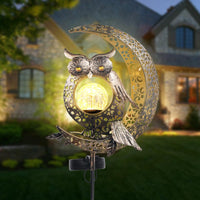 1 x RAW Customer Returns Solar lamps for outdoor garden, garden decoration with moon and owl motif, waterproof garden decoration for outdoor solar lights, perfect terrace, balcony and lawn decoration, weatherproof ideal for outdoor use - RRP €25.2