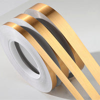 1 x RAW Customer Returns TITKBOW 50m decorative strip, line edge sticker self-adhesive, waterproof ceramic tile glossy decorative strip, floor tape sealing tape for tiles and seams adhesive strip 15mm, gold  - RRP €26.4