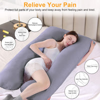 1 x RAW Customer Returns SHANNA Pregnancy Pillow, Extra Large Pillow for Adults, Body Pillow for Maternity and Sleep Comfort, U-Shaped Pillow, with Removable and Washable Cover, 70 x 130 cm Gray - RRP €36.67