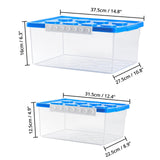 1 x RAW Customer Returns Winter Shore Large and Small Blue Plastic Toy Boxes Pack of 2 - Transparent Organizer Box with Snap Closure Lids for Organizing Lego, Puzzles, Materials and Crafts - RRP €28.99