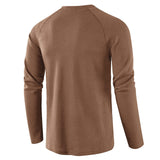 1 x RAW Customer Returns Men s Long Sleeve Shirts, Henley Shirt Cotton, Men s Basic Long-Sleeved Shirts, Casual T-Shirt with Buttons Solid Color, Waffle Knit Causal Shirt Brown L - RRP €22.18