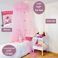 19 x Brand New EVEN NATURALS - Princess Bed Canopy for Girls, Pink Room Decoration with Lace Dome and Hearts, Easy Hanging System, Mosquito Net for Bed, Crib to Double Bed, Bed Canopy, Bed Curtains, - RRP €354.16