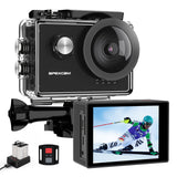 1 x RAW Customer Returns Apexcam Pro Action Cam 4K 60fps WiFi 20MP Underwater Camera 40M Waterproof 8xZoom EIS 170 Wide Angle IPS Panel 2.4G Remote Control, External Microphone, 2x1350mAh Batteries and Other Accessories  - RRP €79.97