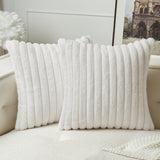 1 x RAW Customer Returns MIULEE Plush Velvet Cushion Cover Pillowcases Faux Fur Soft Modern Sofa Cushions Throw Pillows Smooth Zipper Washable Decorative Cushion Cover for Living Room Bedroom Sofa Set of 2 45 x 45 cm Pure White - RRP €18.49