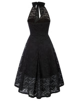 1 x Brand New Belle Poque Women s Lace Halter Dress 1950s Vintage Flared V Neck High Low Evening Dress Black, XXL  - RRP €39.99