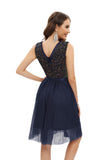 1 x Brand New Gardenwed sequin dress women elegant V-neck festive glitter dress tulle dress party youth consecration dress cocktail dress navy 2XL - RRP €45.24