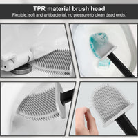 1 x RAW Customer Returns TORMAYS silicone toilet brush, 2 x toilet brush with quick-drying container, toilet brush set wall mounting without drilling for bathroom, black - RRP €15.42