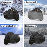 4 x Brand New BHIEE Universal Waterproof Motorcycle Cover 190T Resistant Indoor Outdoor Motorcycle Cover for Scooter Vespa Scooter Motorcycle Motocross, 265 x 105 x 125 cm - RRP €139.2