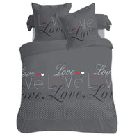 1 x RAW Customer Returns VISION - Love bed linen anthracite - set of duvet cover 240 x 220 cm with 2 pillowcases for standard double bed - 100 cotton - RRP €36.9