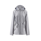 1 x RAW Customer Returns Polydeer Women s Lightweight Waterproof Raincoat Breathable Windbreaker Jacket Active Outdoor Hooded Lined Adjustable Poncho Grey, XS  - RRP €27.6