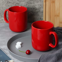 1 x RAW Customer Returns Smilatte 600 ml large coffee mug cups, M016 Plain porcelain Boss Big large tea cup mug with handle for dad men, set of 2, red - RRP €23.41