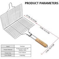 1 x RAW Customer Returns Foldable BBQ Grill Basket, Huolewa Portable Grilling Tool Grilling Racks Grill Basket Grill for Fish Vegetables Steak Shrimp Cutlets, Made of Durable 304 Stainless Steel, Bonus Sauce Brush and Carrying Bag - RRP €26.0