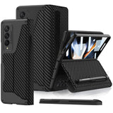 1 x RAW Customer Returns for Samsung Galaxy Z Fold 4 Case with S Pen Holder, Built-in Screen Protector, Card Slot Stand Function PU Leather Case Shockproof Case Cover for Samsung Z Fold 4 5G Folding Case Carbon Fiber  - RRP €30.98