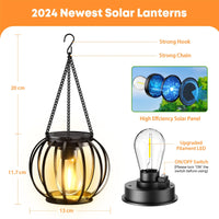 1 x RAW Customer Returns NEEMO Outdoor Solar Lanterns, 2 Pieces Metal Solar Garden Lights with LED Bulb, Auto on off Solar Garden Lamp with Hook and Chain for Terrace Lawn Balcony Garden Decoration - RRP €29.99