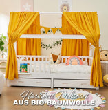 1 x RAW Customer Returns ALAVYA HOME 3-piece house bed decoration set with 2 pieces of bed canopy I 1 piece of pennant chain 300cm long for children s bed I 100 organic muslin cotton I GOTS-certified I 125 x 350 cm I mustard yellow - RRP €79.99