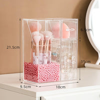 1 x Brand New Andchi 2-in-1 Desktop Organizer Makeup Brush Organizer Arcylic Makeup Brush Holder with Pink Pearl - RRP €22.8