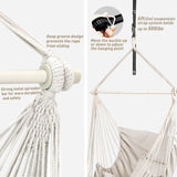 1 x RAW Customer Returns Chihee Hammock Chair Hanging Swing 2 Cushions Included, Durable Spreader Bar Cotton Fabric Hanging Chair Side Pocket Large Tassel Chair Set Footrest Support Lower Leg Foot Comfortable - RRP €43.27