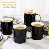 1 x RAW Customer Returns DUJUST Black Coffee Mug Set of 4 470ml , Modern and Stylish Design with Handmade Gold Trim, Black and Gold Mug for Coffee, Beautiful and Graceful Top Porcelain Mugs - RRP €30.29