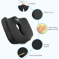 1 x RAW Customer Returns Feagar Cushion Portable Memory Foam Coxis for Hemorrhoids, Hernias, Back and Chair Cushions, Relieves Fatigue and Pain by Office, Car A-Black, A-Mesh Cover  - RRP €35.99