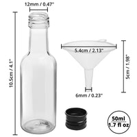 1 x RAW Customer Returns BELLE VOUS Mini Liquor Bottles Pack of 48 - Small Empty 50ml Plastic Bottles - Black Screw Cap and Funnel - Reusable Bottles, Easy Filling - Mini Bottle for Weddings and Parties - RRP €27.99