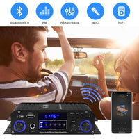 1 x RAW Customer Returns HiFi Amplifier S-288 600W Mini Bluetooth Stereo Audio Amplifier Receiver 12V 220V 4 Channels Digital Power Amplifier w LCD Display, FM Radio, BT, USB Input, for Home or Car - RRP €50.4