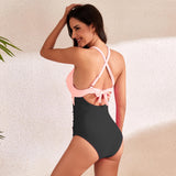 1 x RAW Customer Returns Women s one-piece swimsuit with adjustable straps, shaping, crossed front center cut-out for belly coverage Sexy monokini - RRP €34.27