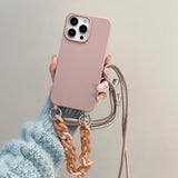 1 x RAW Customer Returns Rokmym Cell Phone Chain Case for iPhone 14 Pro Max with Bracelet Necklace Cell Phone Case with Adjustable Lanyard Stylish Shockproof TPU Silicone Case Protective Case with Strap Case for iPhone 14 Pro Max, Dark Pink - RRP €21.6